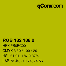 カラーコード: RGB 182 188 0 | qconv.com