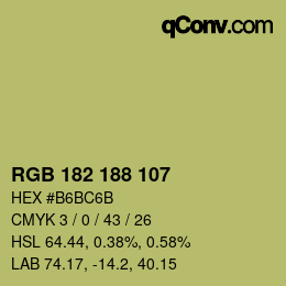 Color code: RGB 182 188 107 | qconv.com