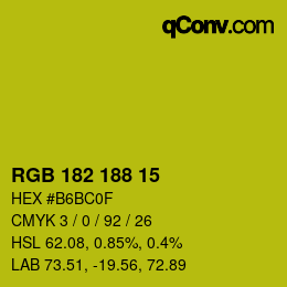 Color code: RGB 182 188 15 | qconv.com