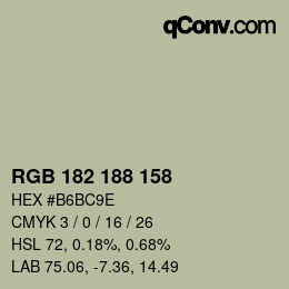 カラーコード: RGB 182 188 158 | qconv.com
