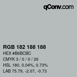 Color code: RGB 182 188 188 | qconv.com