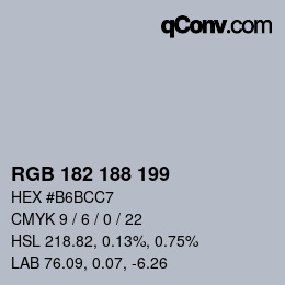 Color code: RGB 182 188 199 | qconv.com