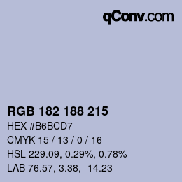 カラーコード: RGB 182 188 215 | qconv.com