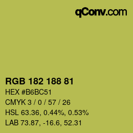 Color code: RGB 182 188 81 | qconv.com