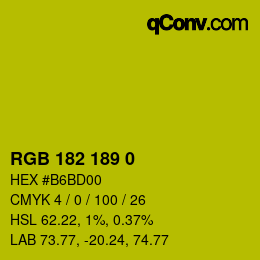 颜色代码: RGB 182 189 0 | qconv.com