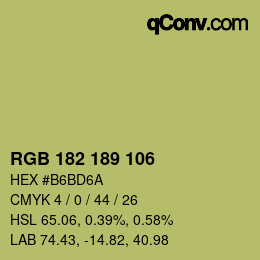 Color code: RGB 182 189 106 | qconv.com