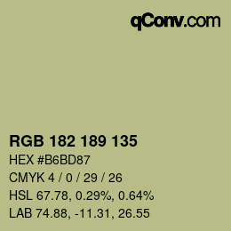 Code couleur: RGB 182 189 135 | qconv.com
