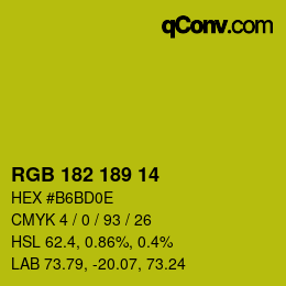 Color code: RGB 182 189 14 | qconv.com