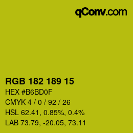 Color code: RGB 182 189 15 | qconv.com