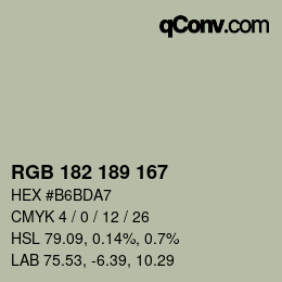 Color code: RGB 182 189 167 | qconv.com