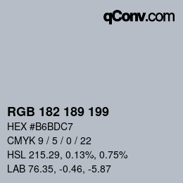 Farbcode: RGB 182 189 199 | qconv.com