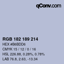 Color code: RGB 182 189 214 | qconv.com