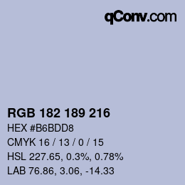 Color code: RGB 182 189 216 | qconv.com