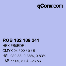 カラーコード: RGB 182 189 241 | qconv.com