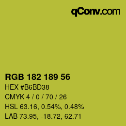 颜色代码: RGB 182 189 56 | qconv.com