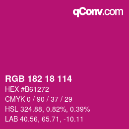 Color code: RGB 182 18 114 | qconv.com