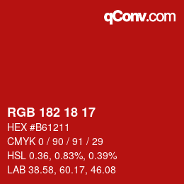 Color code: RGB 182 18 17 | qconv.com