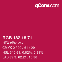 Color code: RGB 182 18 71 | qconv.com