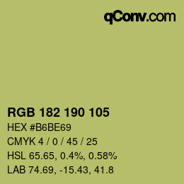 Color code: RGB 182 190 105 | qconv.com