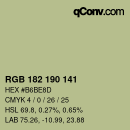 Color code: RGB 182 190 141 | qconv.com