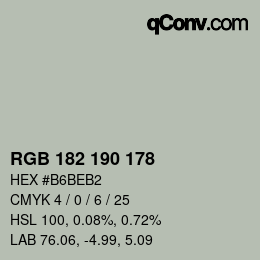 Color code: RGB 182 190 178 | qconv.com