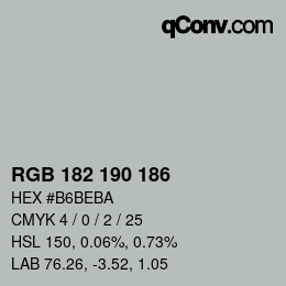 Color code: RGB 182 190 186 | qconv.com