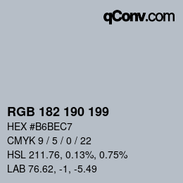 Color code: RGB 182 190 199 | qconv.com