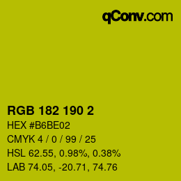 Color code: RGB 182 190 2 | qconv.com