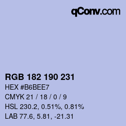 颜色代码: RGB 182 190 231 | qconv.com