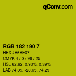 Color code: RGB 182 190 7 | qconv.com