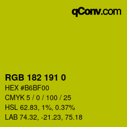 Color code: RGB 182 191 0 | qconv.com