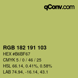 Color code: RGB 182 191 103 | qconv.com