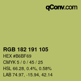 Color code: RGB 182 191 105 | qconv.com