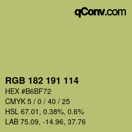 Color code: RGB 182 191 114 | qconv.com