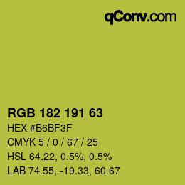 Color code: RGB 182 191 63 | qconv.com