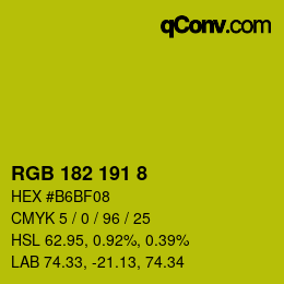 颜色代码: RGB 182 191 8 | qconv.com