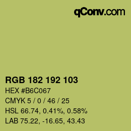 Color code: RGB 182 192 103 | qconv.com