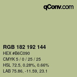 カラーコード: RGB 182 192 144 | qconv.com