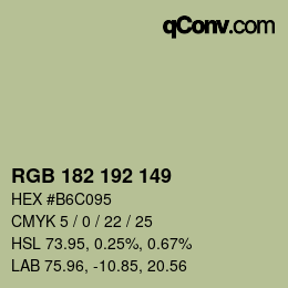Color code: RGB 182 192 149 | qconv.com