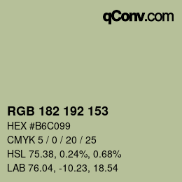 カラーコード: RGB 182 192 153 | qconv.com