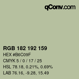 カラーコード: RGB 182 192 159 | qconv.com