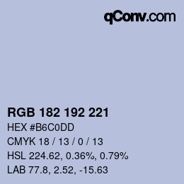 Color code: RGB 182 192 221 | qconv.com