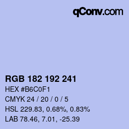 Color code: RGB 182 192 241 | qconv.com
