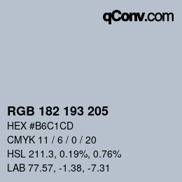 カラーコード: RGB 182 193 205 | qconv.com