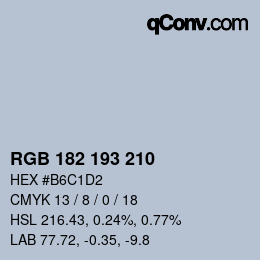 Color code: RGB 182 193 210 | qconv.com