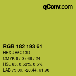 Color code: RGB 182 193 61 | qconv.com