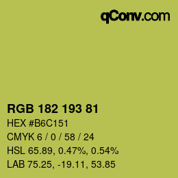 Color code: RGB 182 193 81 | qconv.com