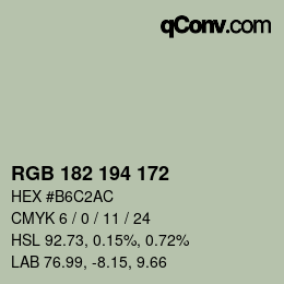 颜色代码: RGB 182 194 172 | qconv.com