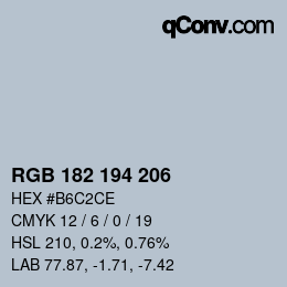 Farbcode: RGB 182 194 206 | qconv.com
