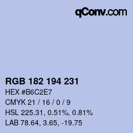 Color code: RGB 182 194 231 | qconv.com